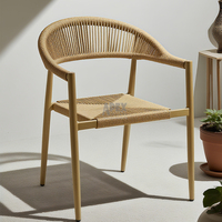 Chaise de jardin avec accoudoirs en corde tissée Chaises de salle à manger d'extérieur empilables en aluminium moderne de luxe