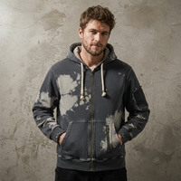 Sweat à capuche zippé intégral vintage surdimensionné pour homme, style streetwear, personnalisé, épais, effet vieilli, brodé, tie-dye, patchwork, direct usine OEM