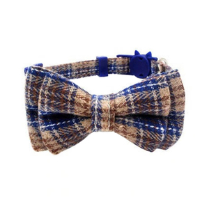 Plaid Wool Dog <b>Collar</b> with Bowknot Adjustable Buckle Closure Classic Style for Autumn wholesale manufacturer - Product Image 2