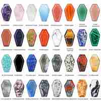 Cercueil en cristal poli sculpté, 30 mm, en quartz naturel, obsidienne, œil de tigre, ornement pour fête d'Halloween et décoration intérieure
