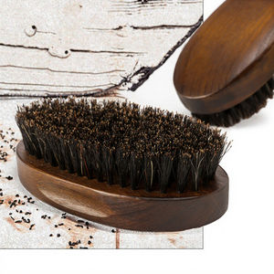 100% Natural Wooden Pig Hair Beard Brush <b>for</b> <b>Men</b> with Boar Bristle <b>Shaving</b> Grooming <b>Kit</b> and Laser Type Bead Care - Product Image 3