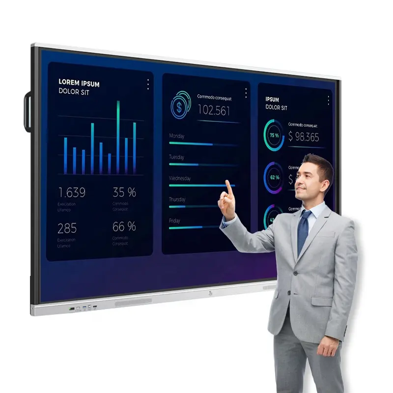 لوح أبيض تفاعلي ذكي بشاشة تعمل باللمس LCD بجودة 4K عالي الوضوح ODM لوح أبيض ذكي