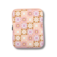 Logo de taille personnalisée tissu imperméable à fleurs rembourré fermeture éclair de protection pour lecteur électronique pochette de rangement pour tablette de lecture