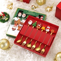 Coffret Cadeau Créatif de Mini Cuillères et Fourchettes en Acier Inoxydable pour Noël, Figurine Bonhomme de Neige