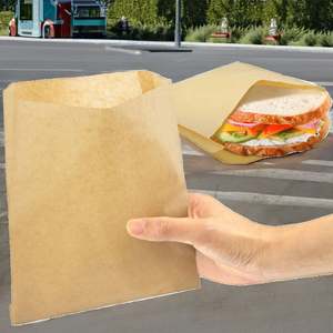 Sac en papier kraft biodégradable résistant à la graisse pour frites, design à fond en V, impression de logo, idéal pour l'emballage alimentaire - Offre Spéciale - Product Image 2