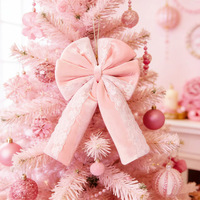 Décoration de Noël de style européen, nœud en dentelle, fleur, ornement festif en tissu à suspendre à la porte pour fêtes d'enfants et d'adultes