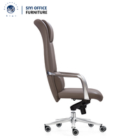 Chaise de bureau exécutive ergonomique moderne à dossier haut en cuir, pivotante à 360°, hauteur réglable, cadre en bois, inclinable, base en aluminium, garantie 6 ans
