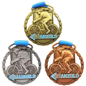 Personalizzato 3d personalizzato artigianato commemorativo ciclista smalto duro grande grande emblema vittoria bicicletta ciclismo medaglia