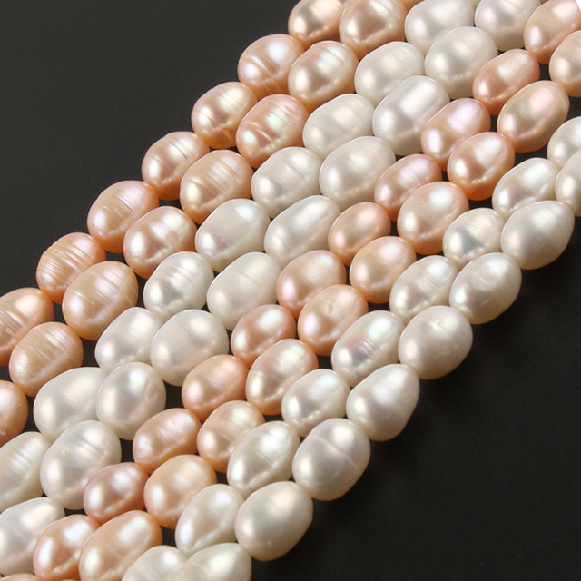 Wholesale 6-7mm/7-8mm Natural Freshwater Rice Shape Pearl Beads White/Pink Loose Beads for Jewelry Making DIY