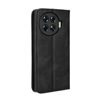 Étui portefeuille rétro de luxe en cuir PU texturé antichoc avec marquage à chaud pour téléphone portable Tecno Spark 20 Pro 4G