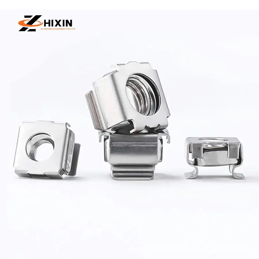 Zhixin 304 paslanmaz çelik kare klip somun yarı çelik tüm çelik yüzen kafes dolap demir somun