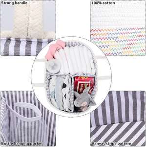 Bac de rangement en corde de coton tissé coloré pour Table à <span class=keywords><strong>langer</strong></span> et voiture, <span class=keywords><strong>sac</strong></span> de rangement pour couches de bébé détachables - Product Image 5