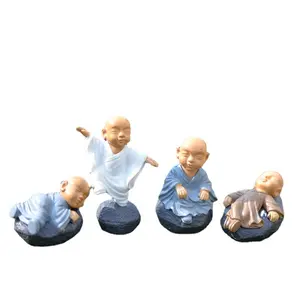 Factory Direct Sales Cartoon Mold Diy Little Monk Temple Figurine Mini Plastic Crafts For Car Desktop Ornament Home Decoration