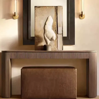 Table console moderne en bois massif, table d'entrée pour salon, table console d'entrée en bois avec tiroir