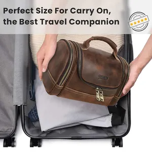 Contact's tas perlengkapan mandi kulit asli pria baru tas Travel Organizer tas cuci perlengkapan mandi untuk pria tas cukur untuk aksesoris perlengkapan mandi