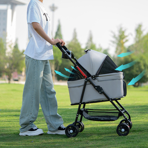 Bán buôn Pet Xe đẩy Nhà cung cấp Oxford xách tay Twin xe đẩy với lưu trữ giỏ cho Dog Pet xe đẩy - Product Image 3