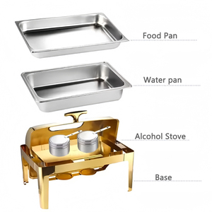 Thiết bị nhà hàng tự chọn món ăn thép không gỉ thực phẩm ấm hơn chafing món ăn tự chọn thực phẩm ấm hơn 9L CuộN Top chafing món ăn - Product Image 4