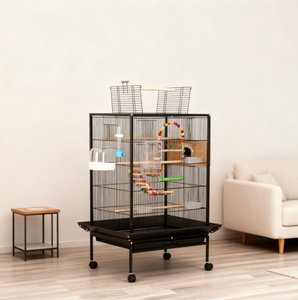 <span class=keywords><strong>Cage</strong></span> à oiseaux spacieuse en métal avec dessus ouvert, finition thermolaquée, tiroir facile à nettoyer, construction durable pour usage intérieur/extérieur - Product Image 1