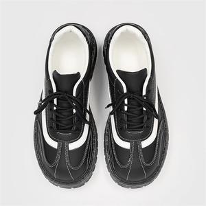 2026 New Style Black Lace-Up Casual Leather Shoes Wide Toe Comfortable Low-<b>Top</b> Thick Sole Men's Shoes - Product Image 3