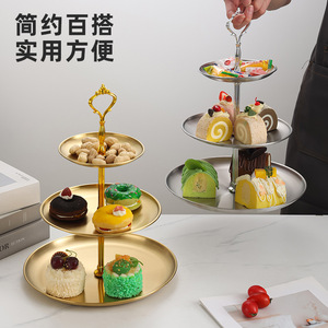 Stainless Steel Multi Tier Cake Stand 3 Tier Dessert Display For Indoor Use Modern Style Durable Metal Frame - Product Image 1