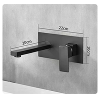 Robinet mural moderne en laiton noir mat, mélangeur d'eau chaude et froide, robinet à capteur, noyau de valve en céramique, robinet de lavabo de salle de bain à 2 trous, montage mural