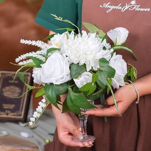 Table de réception de mariage Vase Décor Arrangement Floral Blanc Rose Verdure Coupe Fleur <span class=keywords><strong>Photo</strong></span> Props Banquet Événement Fournitures A8624 - Product Image 6