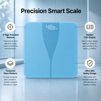 Balance connectée intelligente en gros avec quatre électrodes, affichage numérique en verre, écran LED dissimulé, fonction application, capacité 180 kg, pour salle de bain