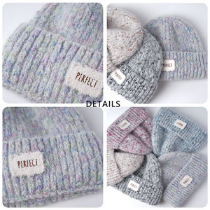 Bonnets en laine mélangée, vente en gros, bonnets tricotés personnalisés, bonnets d'hiver, logo brodé pour femmes - Product Image 3