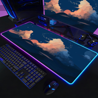 Tapis de souris de jeu RGB Galaxy Wave - Tapis de bureau étendu avec LED lumineuses pour les joueurs 700x300mm