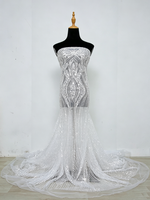Tissu de dentelle africaine Kalume blanc pur 4905, tissu de dentelle haut de gamme nigérian français en maille avec sequins pour robes de mariée