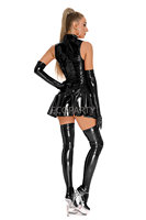 Ecoparty Sexy Damenkleid Clubwear Wetlook Latex Bodycon Kostüm Glänzend Reißverschluss Wet-Look PU-Leder Ärmellose Faltenkleider