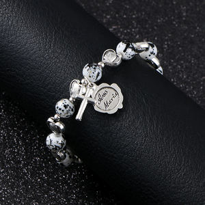 Pulsera de Rosario Hecha a Mano con Cuentas de Piedra Roja de Santa María, Cruz de Rosas, Clásica, Ajustable, Regalo de Joyería - Product Image 3