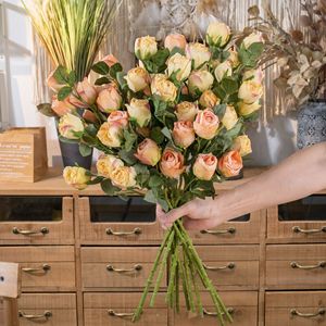 ดอกกุหลาบประดิษฐ์ CallaFloral ก้านเดี่ยว สีเหลืองพีช เป็นมิตรกับสิ่งแวดล้อม สำหรับตกแต่งงานแต่งงาน รุ่น YC1017 - Product Image 2