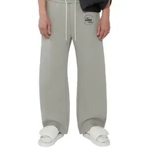 Lüks kalite streetwear baggy ter pantolon erkekler gri pamuk polar boy geniş bacak sweatpants