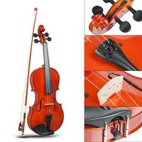 Violon acoustique pour étudiants 4/4 3/4 1/2 1/4, finition haute brillance, avec archet, chevalet et colophane SE
