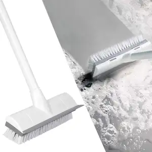 Jesun sikat Scrub lantai, dengan pegangan panjang 50 ''dapat disesuaikan pegangan logam Scrubber dengan bulu kaku