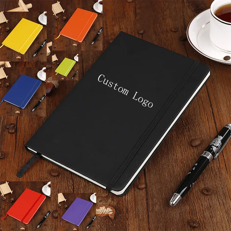 Promotionnel personnaliser fournitures scolaires A5 Libretas couverture en cuir PU planificateur Journal Journal cahier avec bande élastique