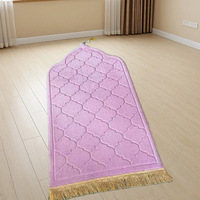 Gebetsmatte mit Streifenmuster Verdickter Flanell-Gebetsteppich Schwammunterlage Geprägt Islamisch Modern Minimalistisch 65x110cm Eid Ramadan