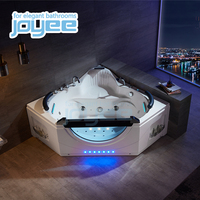 JOYEE Prix bas Baignoire de massage à remous triangulaire pour salle de bain Petite baignoire triangulaire d'angle avec lumière LED