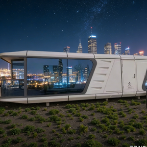 Cabine capsule spatiale de 38 m² avec balcon, pod modulaire entièrement équipé pour la <span class=keywords><strong>location</strong></span> de vacances en glamping, les stations balnéaires ou les zones panoramiques - Product Image 2