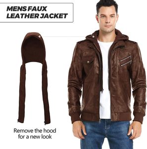 Chaqueta de Motocicleta Negra <span class=keywords><strong>para</strong></span> Hombre, Cuero Sintético PU, Chaqueta Premium Personalizada OEM ODM, Ropa Exterior al por Mayor <span class=keywords><strong>para</strong></span> Todas las Temporadas, Uso Casual - Product Image 3