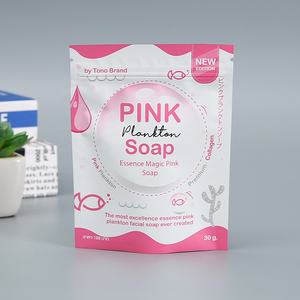 Bolsa de plástico para guardar jabón, embalaje con cremallera, color rosa - Product Image 2