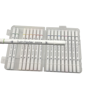 Ensemble de 18 marqueurs double pointe personnalisés pour usine, pointe pinceau oblique, encre à alcool, largeur d'écriture permanente de 6 mm - Product Image 5