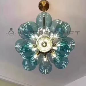 <span class=keywords><strong>Lampadario</strong></span> a Bolle Nordico con 18 Luci, Lampada a Sospensione in Vetro con Struttura in Ferro, Illuminazione Moderna da Soffitto per Sala da Pranzo/Ingresso/Hotel - Product Image 6