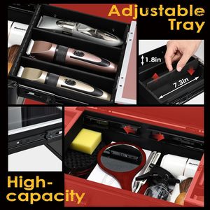 Barber Case 6 Clippers Sliding Tray Stylist Hairdressing Tool Box Trimmer Organizer <b>Metal</b> Storage Portable <b>Suitcase</b> M62B Barber - Product Image 5