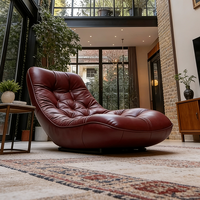 Fauteuil de salon en cuir bordeaux moderne et luxueux, canapé paresseux, fauteuil inclinable au sol pour salon, chambre à coucher, meubles d'appoint