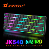 Clavier mécanique de jeu JERTECH JK540 personnalisé, blanc, mini-split, 60 %, avec interrupteurs rouges, filaire, RGB, pour gamers