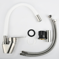 Robinet d'évier extractible SANIPRO Ingot Design en acier inoxydable avec bec flexible en silicone blanc pour cuisine et salle de bain