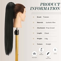 Queue de cheval droite à clipser de 22 pouces en fibre haute température de 110g pour femme, extension de cheveux à enrouler, vente en gros, offre spéciale