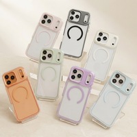 Coques de téléphone transparentes en TPU souple avec anneau magnétique coloré, design 2 en 1, antichoc, charge sans fil, pour 13 16 15 14 17 18 Pro Max